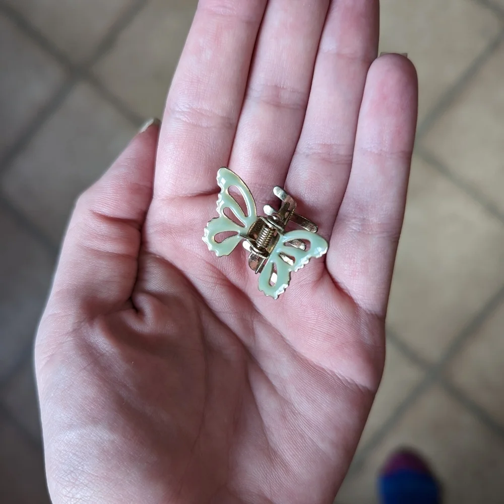 Vintage Y2K Mini Enamel Butterfly Hair Clips | Set Of 2
